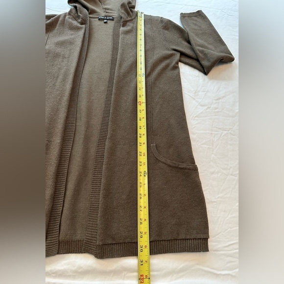 Cable & Gauge Open Front Cardigan Olive Green Size Medium - Picture 7 of 10